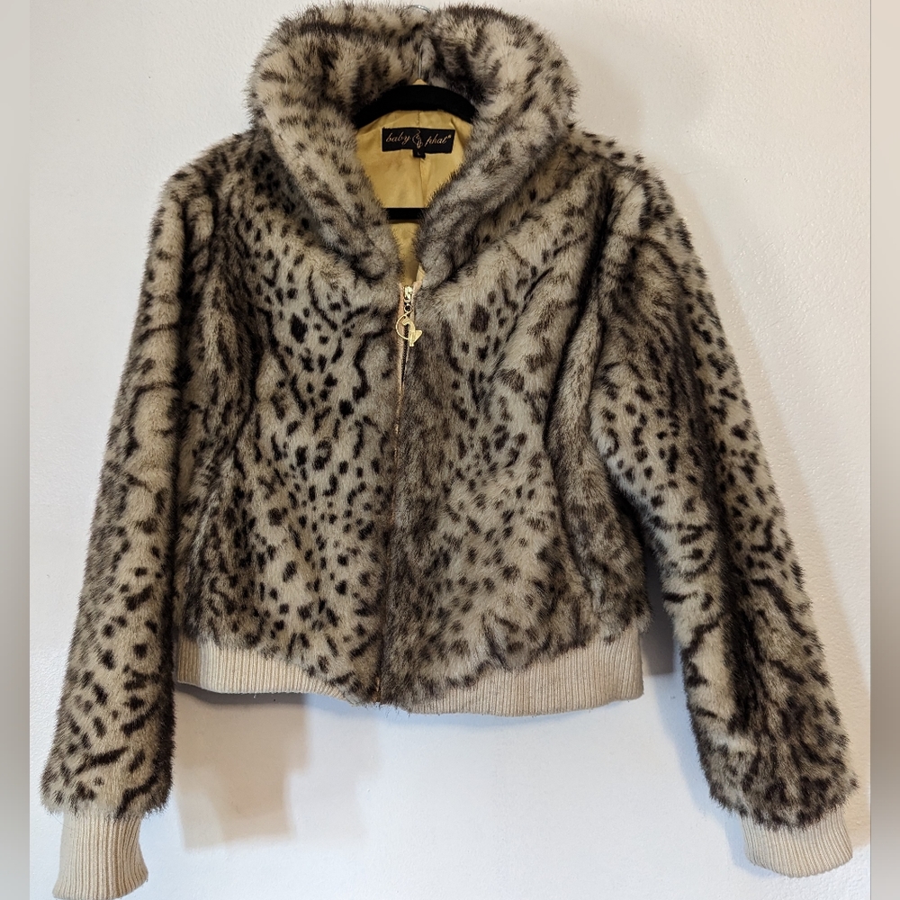 Baby Phat Furry Leopard Crop Jacket